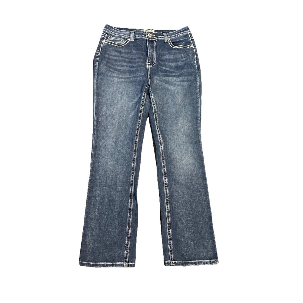 Legend Womens Bootcut Jeans Blue Embroidered Rhinestone Pockets Sz 13 Y2K Style